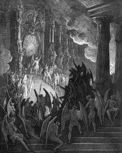 Paradiso Perduto: Satana in Consiglio, incisione di Gustave Doré da Gustave Dore